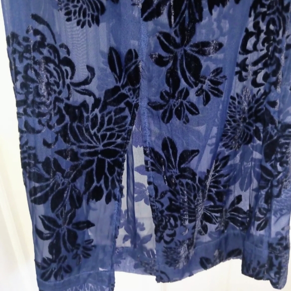 Free People Intimately emerald&navy velour trim maxi slip xs - Picture 7 of 13